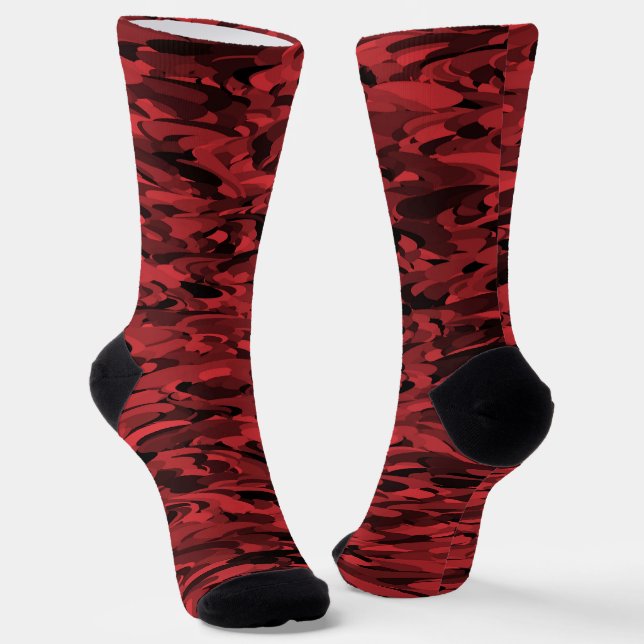 Abstract Pattern Red Black Socks (Angled)