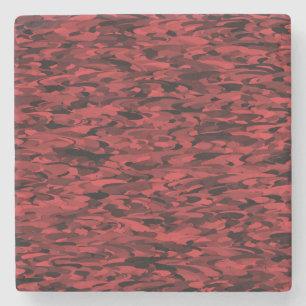 Abstract Pattern Red Black Stone Coaster