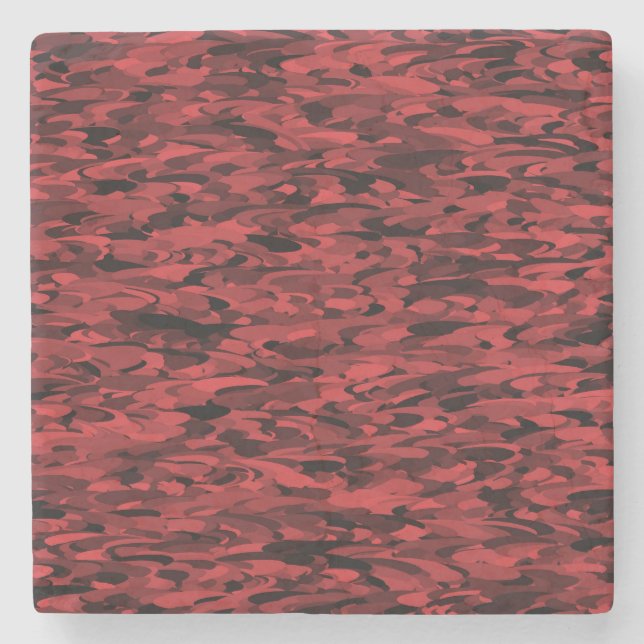 Abstract Pattern Red Black Stone Coaster (Front)