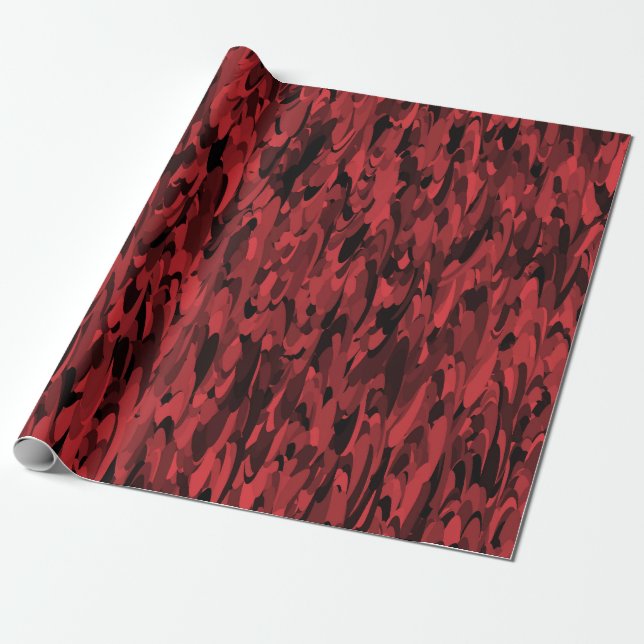 Abstract Pattern Red Black Wrapping Paper (Unrolled)