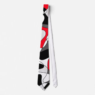 Abstract pattern - red, gray, black and white. tie