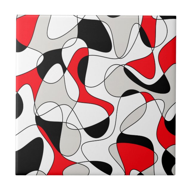 Abstract pattern - red, grey and white. tile (Front)