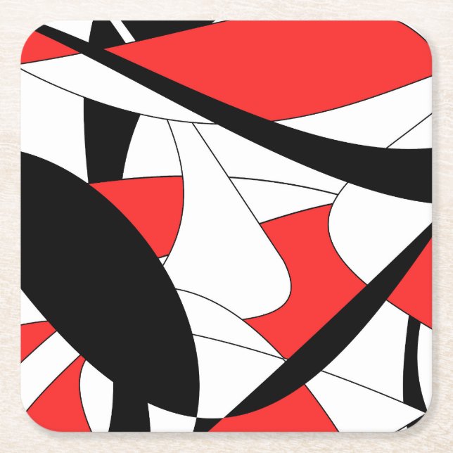 Abstract pattern - red square paper coaster (Front)