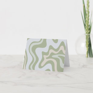 Abstract Pattern Retro Liquid Swirl in Sage Green Note Card