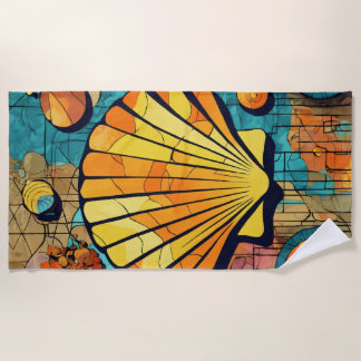 abstract pattern: shellfish blue brown beach towel