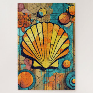 abstract pattern: shellfish blue brown jigsaw puzzle