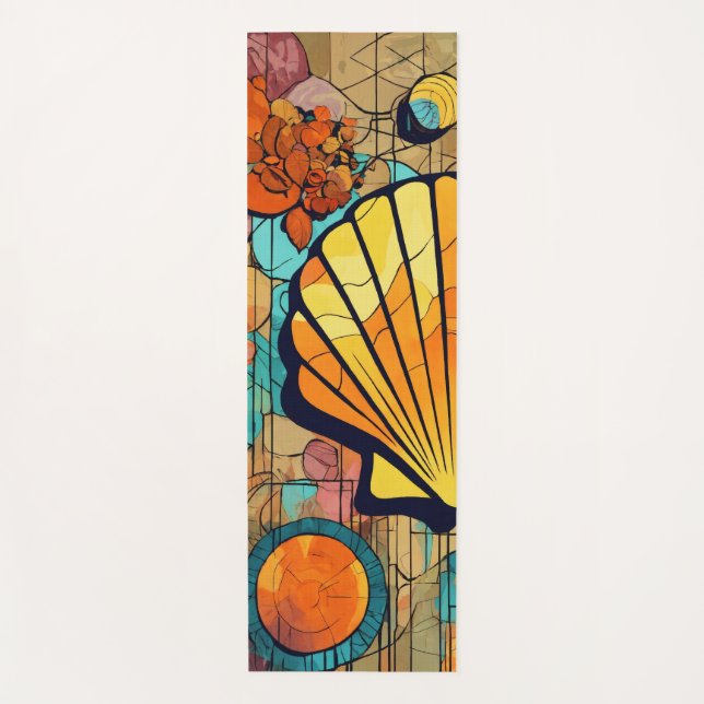 abstract pattern: shellfish blue brown yoga mat (Front)