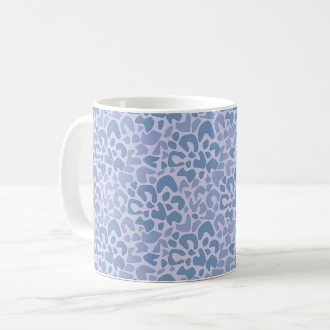 Abstract pattern spotted grey and blue coffee mug (Front Left)