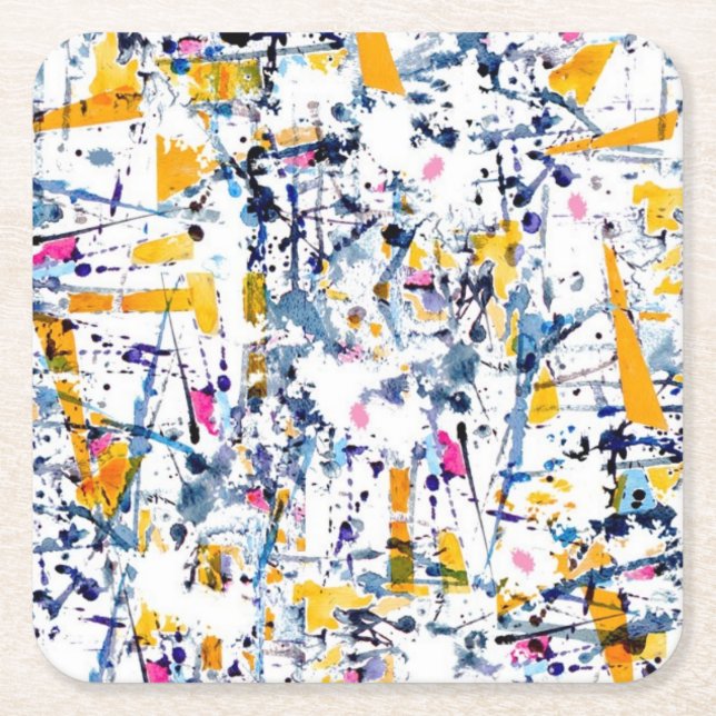 Abstract pattern square paper coaster (Front)