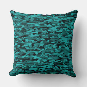 Abstract Pattern Teal Black Cushion