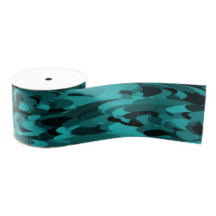 Abstract Pattern Teal Black Grosgrain Ribbon