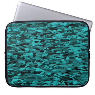 Abstract Pattern Teal Black Laptop Sleeve