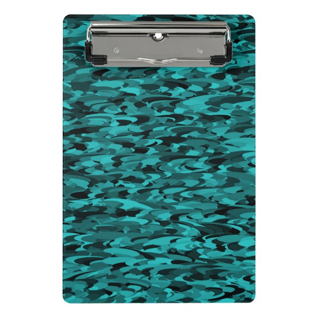 Abstract Pattern Teal Black Mini Clipboard (Front)
