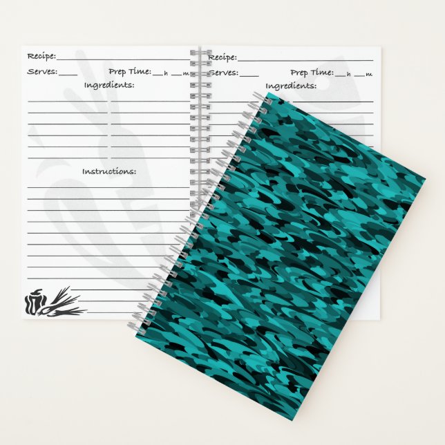 Abstract Pattern Teal Black Notebook (Inside)