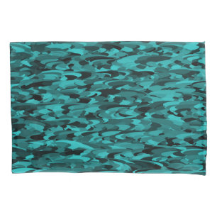 Abstract Pattern Teal Black Pillowcase