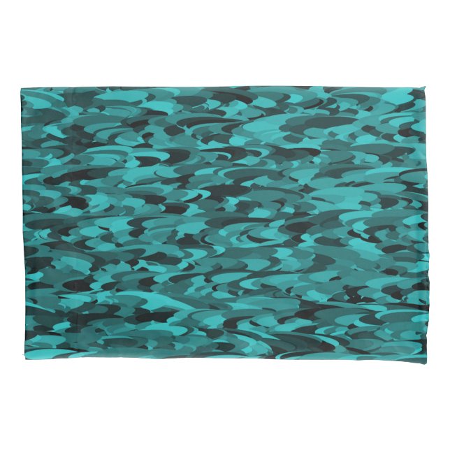 Abstract Pattern Teal Black Pillowcase (Front)