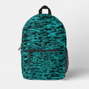Abstract Pattern Teal Black Printed Backpack