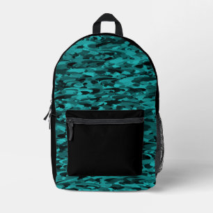 Abstract Pattern Teal Black Printed Backpack