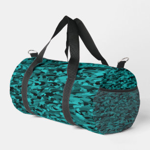 Abstract Pattern Teal Black Small Duffle Bag