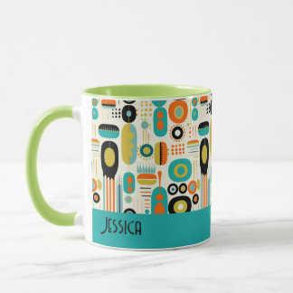 Abstract Pattern Vibrant Mid Century Modern Name Mug