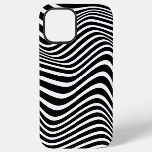 Abstract pattern with black and white wavy lines iPhone 12 pro max case