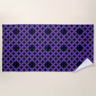 Abstract Pattern with Purple Geometric Petals Beach Towel