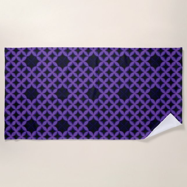 Abstract Pattern with Purple Geometric Petals Beach Towel (Front)