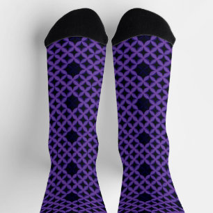 Abstract Pattern with Purple Geometric Petals Socks