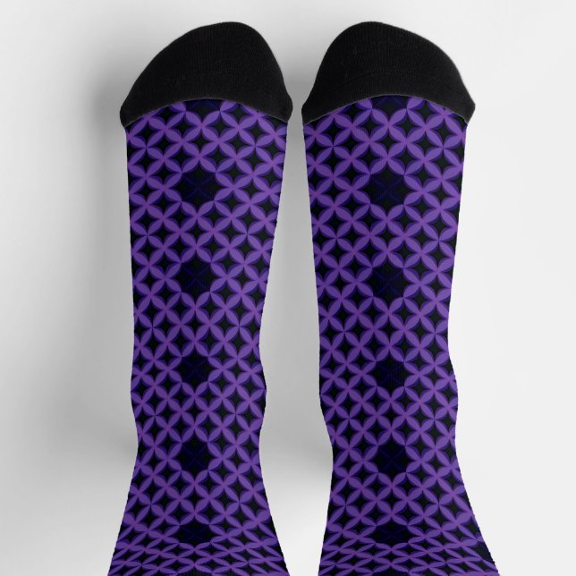 Abstract Pattern with Purple Geometric Petals Socks (Top)