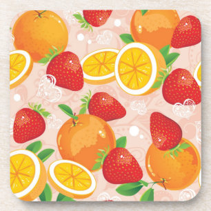 Abstract pattern with strawberry coaster