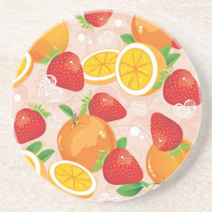 Abstract pattern with strawberry coaster
