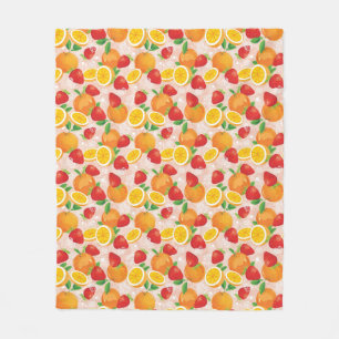 Abstract pattern with strawberry fleece blanket