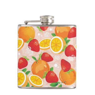 Abstract pattern with strawberry hip flask