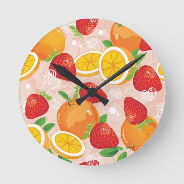 Abstract pattern with strawberry round clock (Front)