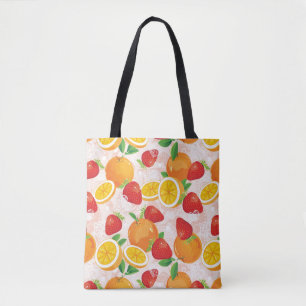 Abstract pattern with strawberry tote bag