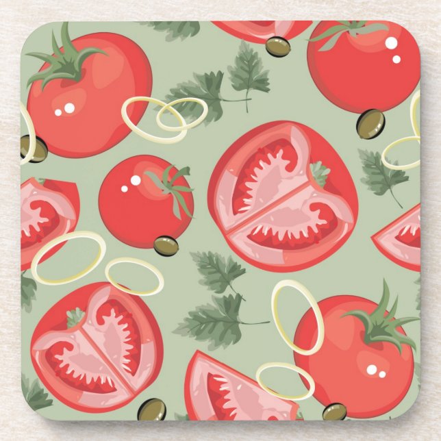 Abstract pattern with tomato coaster (Front)
