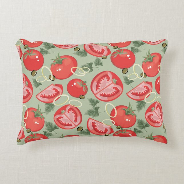 Abstract pattern with tomato decorative cushion (Front)