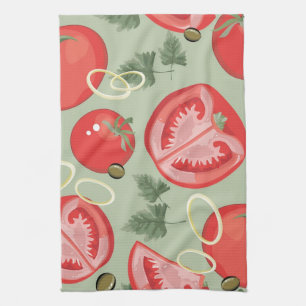 Abstract pattern with tomato tea towel