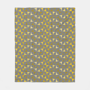 Abstract Pattern Yellow and Grey Fleece Blanket