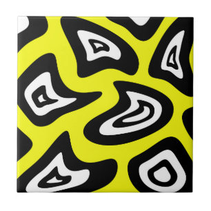 Abstract pattern - yellow, black and white. tile