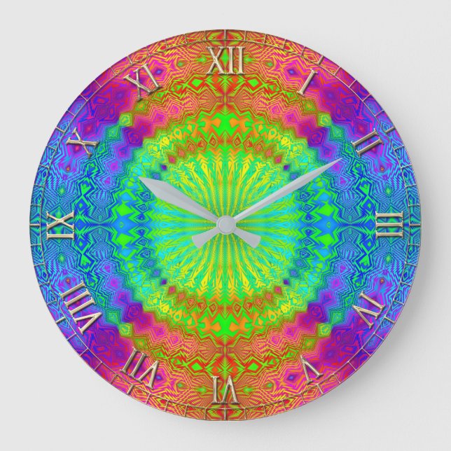 Abstract Patterns 57A & Numeral Options Large Clock (Front)