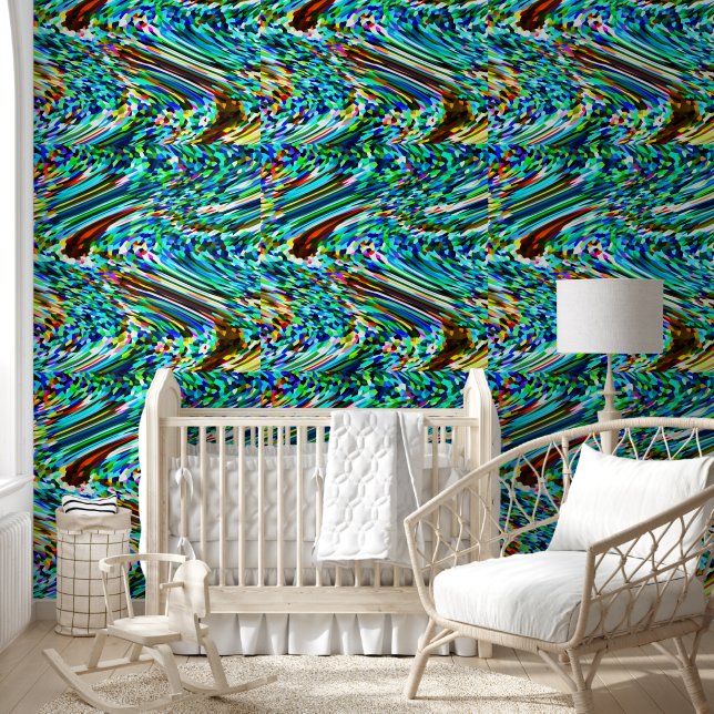Abstract Patterns Blue Multicolor Boho Colourful Wallpaper (Kids)