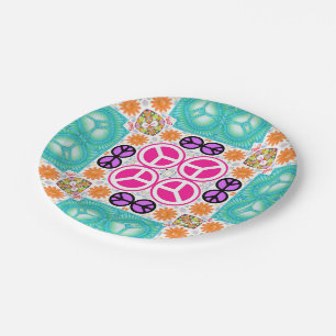 Abstract Peace Paper Plate