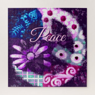 Abstract Peace Sign Hippie Art Personalized Jigsaw Puzzle