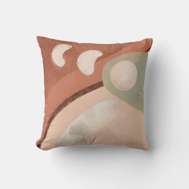 Abstract Peach Cinnamon Organic Rounded Modern Art Cushion (Front)