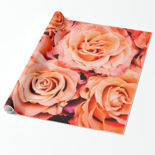 Abstract Peach Colour Roses Garden Elegant Floral Wrapping Paper