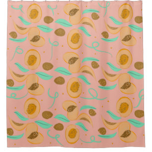 Abstract  Peach Fruit Slices Hand Drawn Pattern  S Shower Curtain