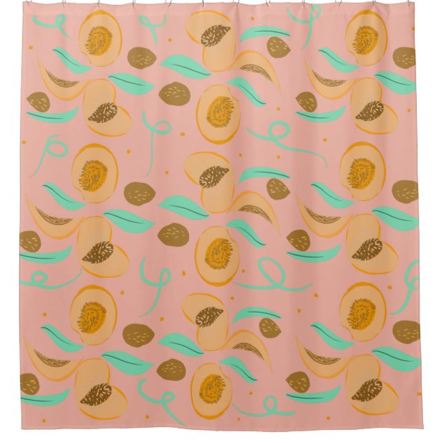 Abstract  Peach Fruit Slices Hand Drawn Pattern  S Shower Curtain (Front)
