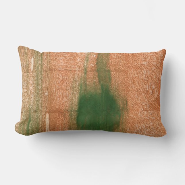 Abstract peach green art lumbar cushion (Front)
