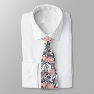 Abstract Peach Rose Design Tie